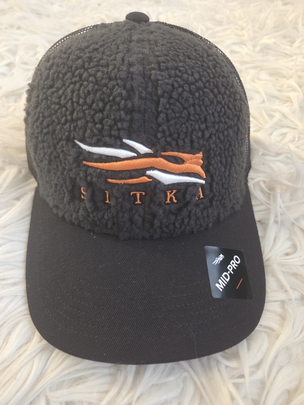 Sitka Gear Fanatic Mid Pro Trucker Hat Black Fleece Mesh Snapback 600440 NEW